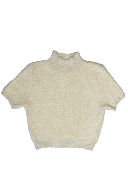 Fuzzy mock collar top