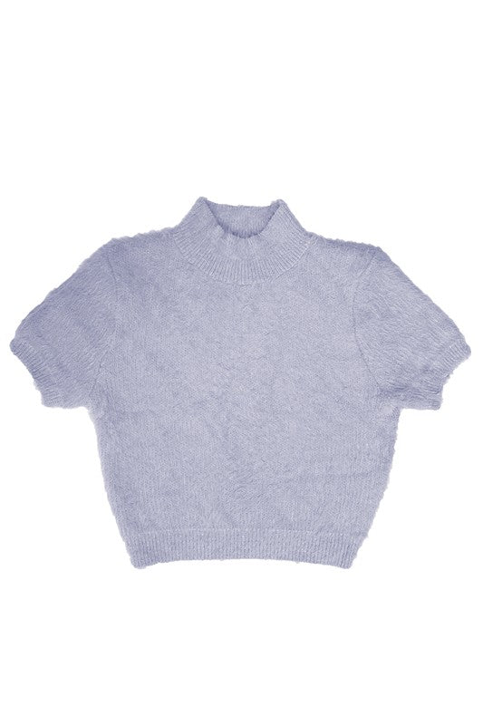 Fuzzy mock collar top