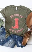 Retro In Dolly We Trust Boot Graphic Tee PLUS