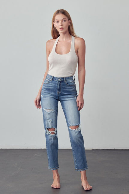 High Rise Girlfriend Jeans