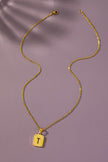 Brass diamond dust cut out initial necklace