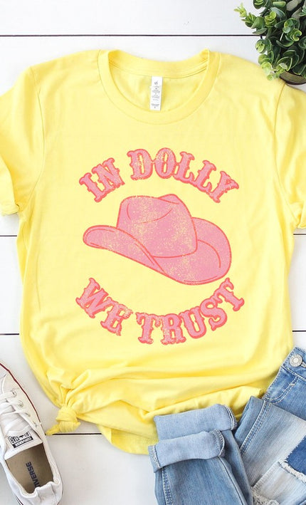 Retro In Dolly We Trust Hat Graphic Tee PLUS