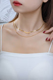 two layer mixed size herringbone chain necklace