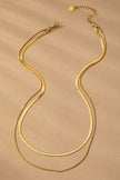 two layer mixed size herringbone chain necklace