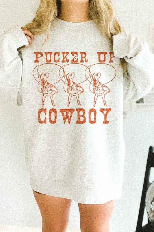 Pucker Up Cowboy Oversized Sweatshirt