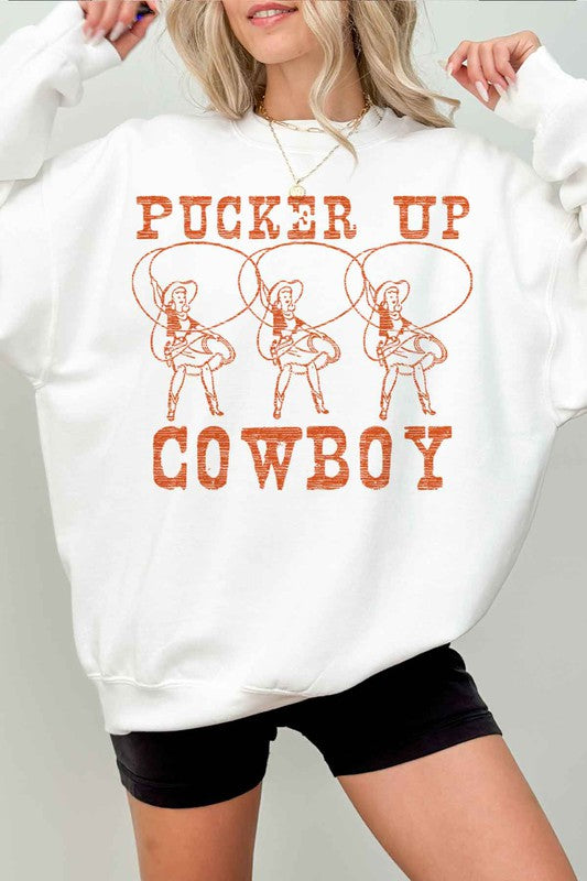 Pucker Up Cowboy Oversized Sweatshirt