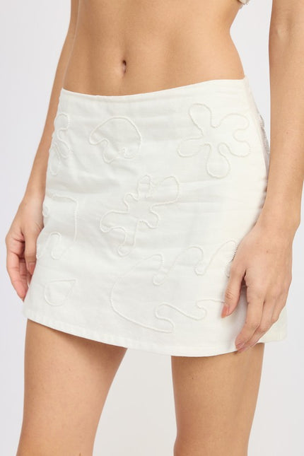 High Waist Embroidered Skirt