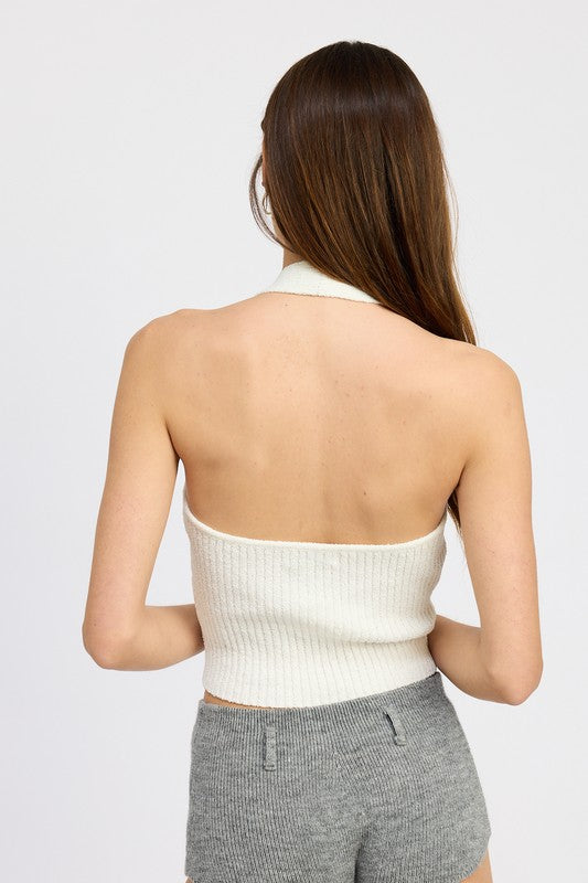 Ribbed Halter Neck Top