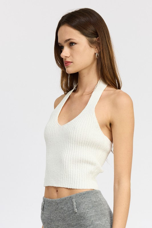 Ribbed Halter Neck Top