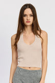 Ribbed Halter Neck Top