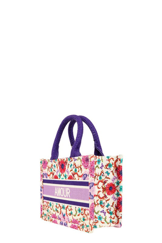 Flower Oblique Book Small Tote Bag