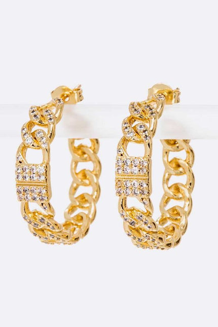 CZ Chain Link Iconic Hoop Earrings