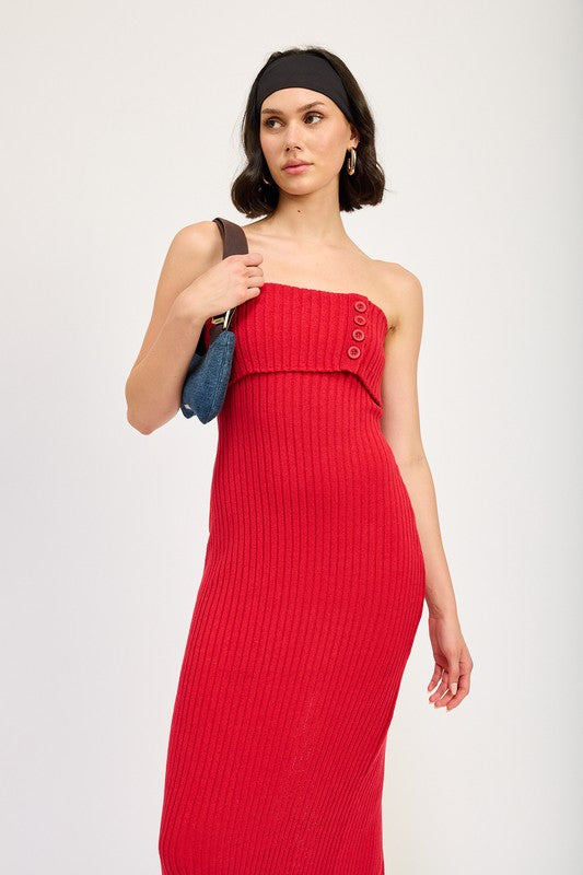 Fold Over Ribbed Dress