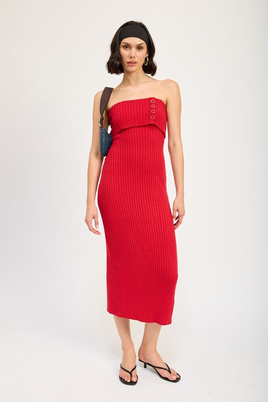 Fold Over Ribbed Dress