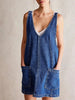 Denim scoop neck overall dress