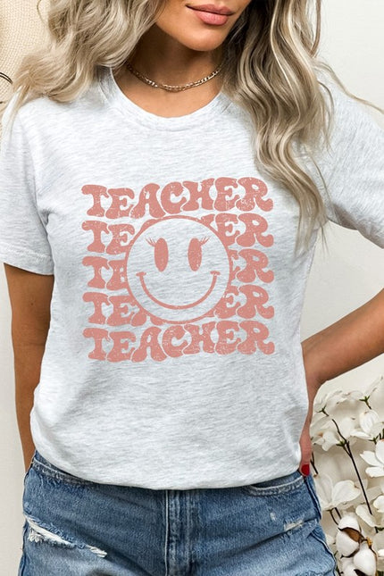 Teacher Lash Smiley Face School Graphic Tee