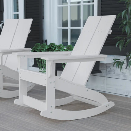 White Modern Poly Resin Adirondack Rocking Chair