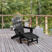 Black Adirondack Chair with Ottoman and Cupholder