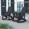 2 Pk Black Poly Resin Adirondack Rocking Chairs