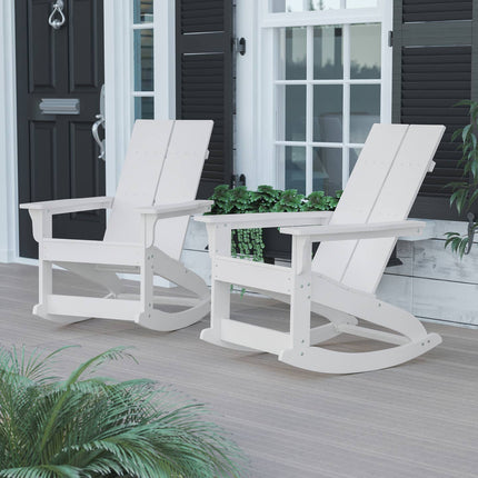 2 Pack White Modern Poly Resin Adirondack Rockers