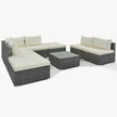 Outdoor 8-Piece Wicker Sofa Set with Beige Cushions