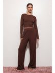 Ribbed Knit Wide Leg Pants