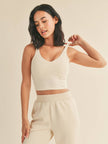 Cream Aligned Performance Cropped Tank Top