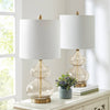 [Set of 2] Clear Glass Base Table Lamps, Gold Glass