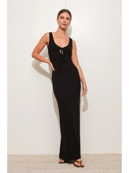 Peekaboo Ribbed Knit Maxi Dress