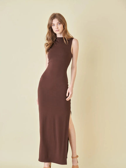 Asymmetric Neck Drape Maxi Dress