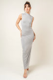 Asymmetric Neck Drape Maxi Dress