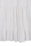 Embroidered white V neckline tiered dress