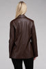 Sleek Pu Leather Blazer with Front Closure