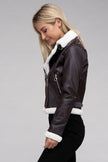 Plush Teddy Trimmed PU Jacket